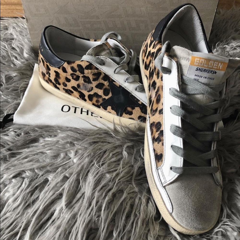 NEW Golden Goose Leopard Calf Hair Superstar